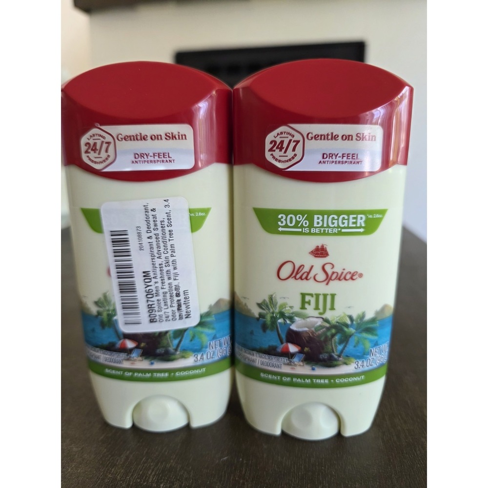 Lot of 2 Old Spice Fiji Bonus Size 3.4 Oz Antiperspirant Deodorant